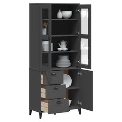 vidaXL Highboard "VIKEN" Anthracite Grey 80x40x190 cm Solid Wood Pine 1