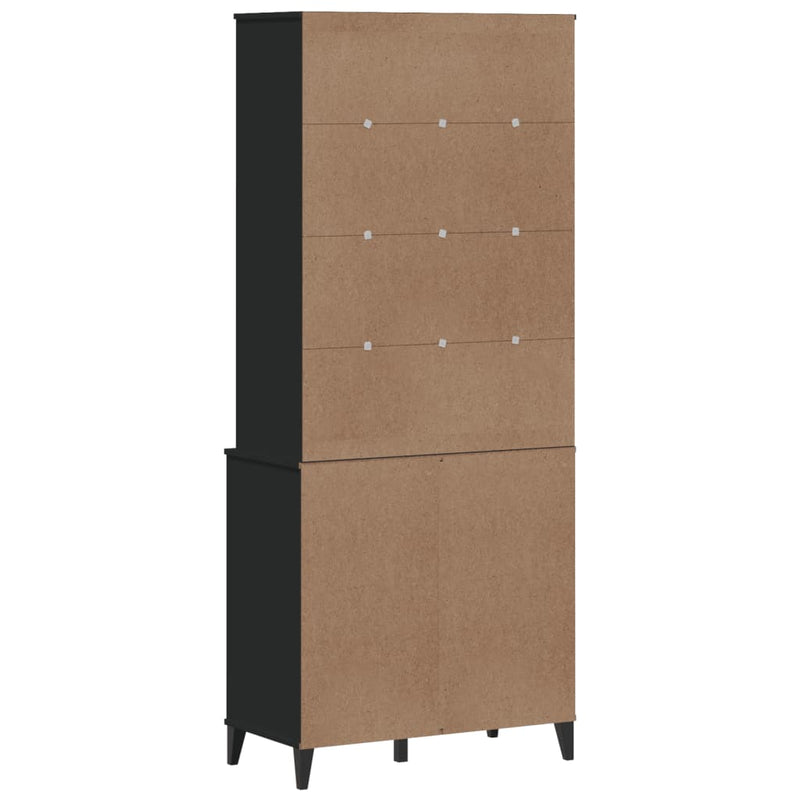 Highboard VIKEN Black 80x40x190 cm Solid Wood Pine