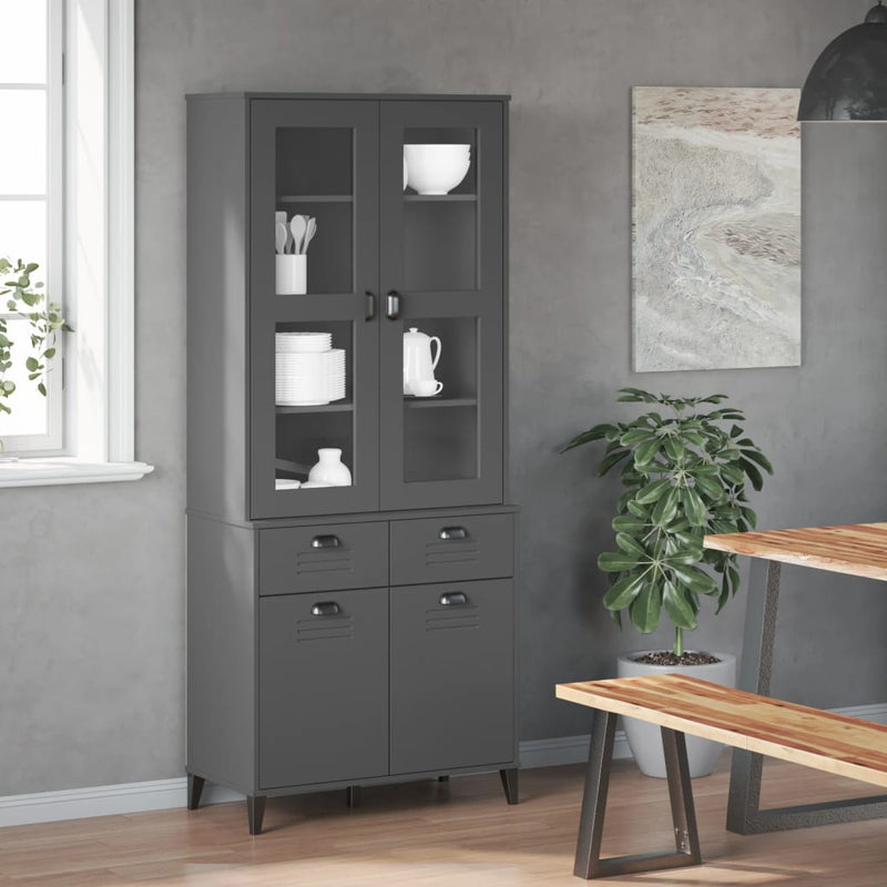 Highboard VIKEN Anthracite Grey 80x40x190 cm Solid Wood Pine