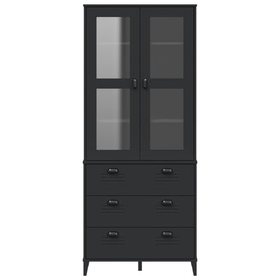 Highboard VIKEN Black 80x40x190 cm Solid Wood Pine