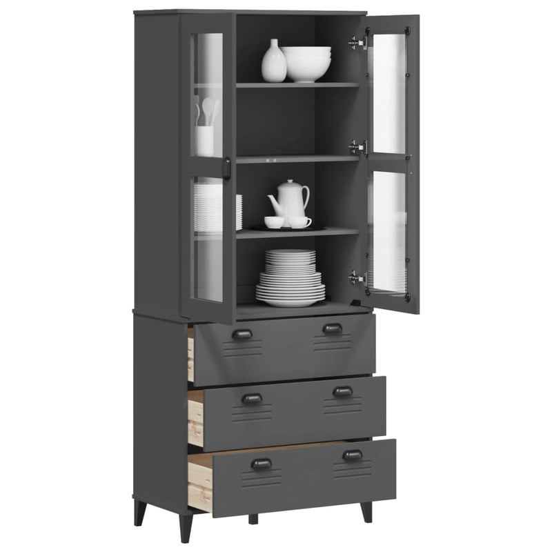 Highboard VIKEN Anthracite Grey 80x40x190 cm Solid Wood Pine