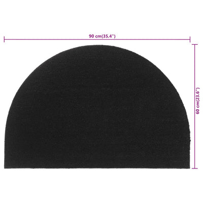 Door Mat Black Half Round 60x90 cm Tufted Coir