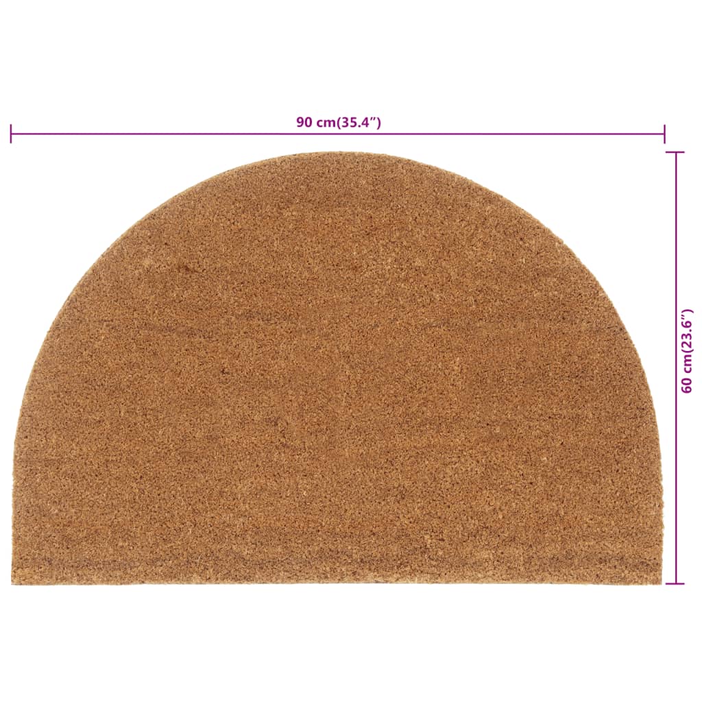 vidaXL Door Mat Natural Half Round 60x90 cm Tufted Coir 5