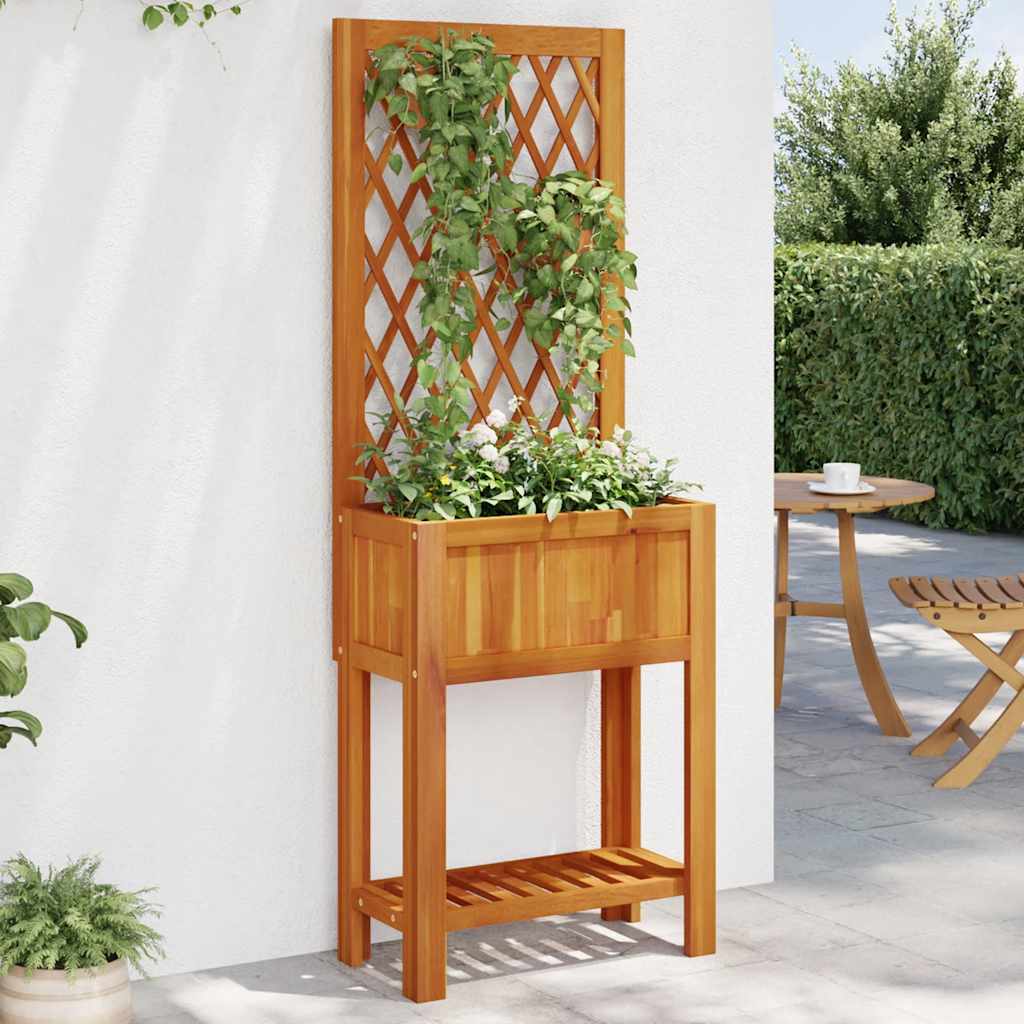 vidaXL Planter with Trellis and Shelf 55x29,5x152 cm Solid Wood Acacia 1