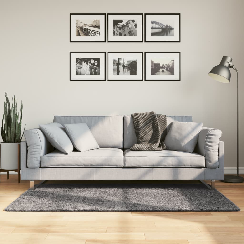 vidaXL Rug HUARTE Short Pile Soft and Washable Anthracite 80x150 cm 1