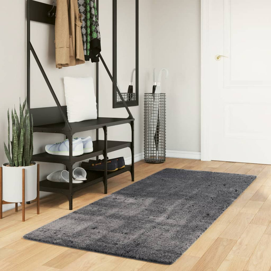 vidaXL Rug HUARTE Short Pile Soft and Washable Anthracite 80x200 cm 1
