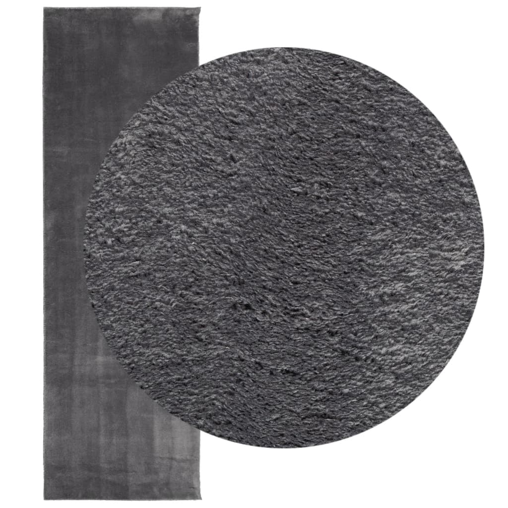 vidaXL Rug HUARTE Short Pile Soft and Washable Anthracite 80x250 cm 3