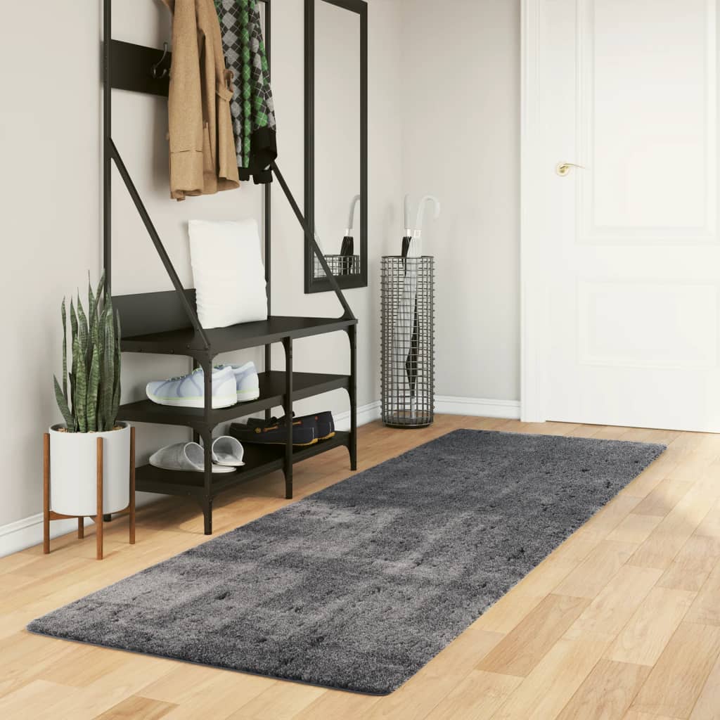 vidaXL Rug HUARTE Short Pile Soft and Washable Anthracite 80x250 cm 1