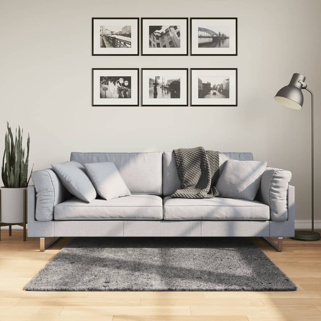 vidaXL Rug HUARTE Short Pile Soft and Washable Anthracite 120x120 cm 1