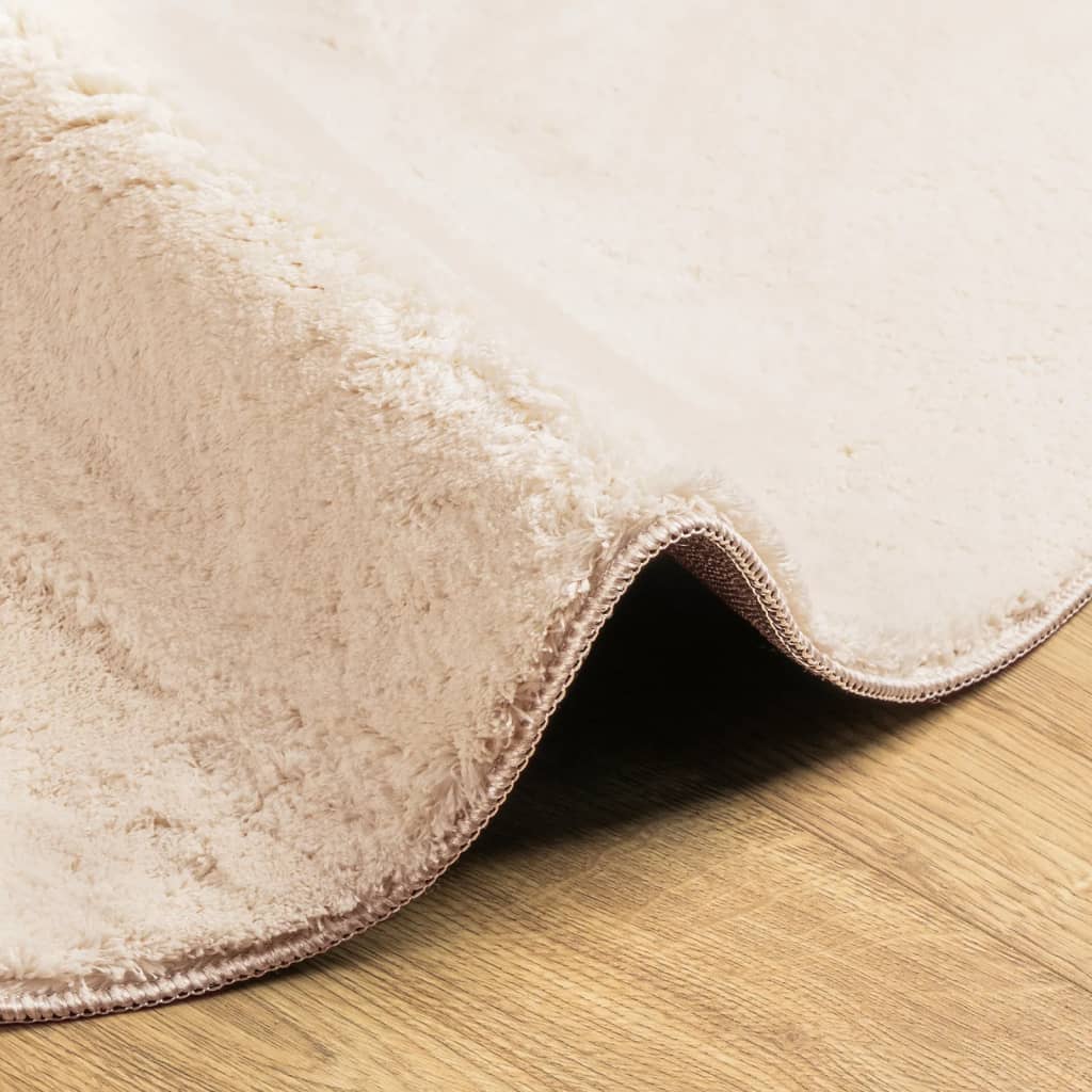 vidaXL Rug HUARTE Short Pile Soft and Washable Beige Ø 120 cm 6