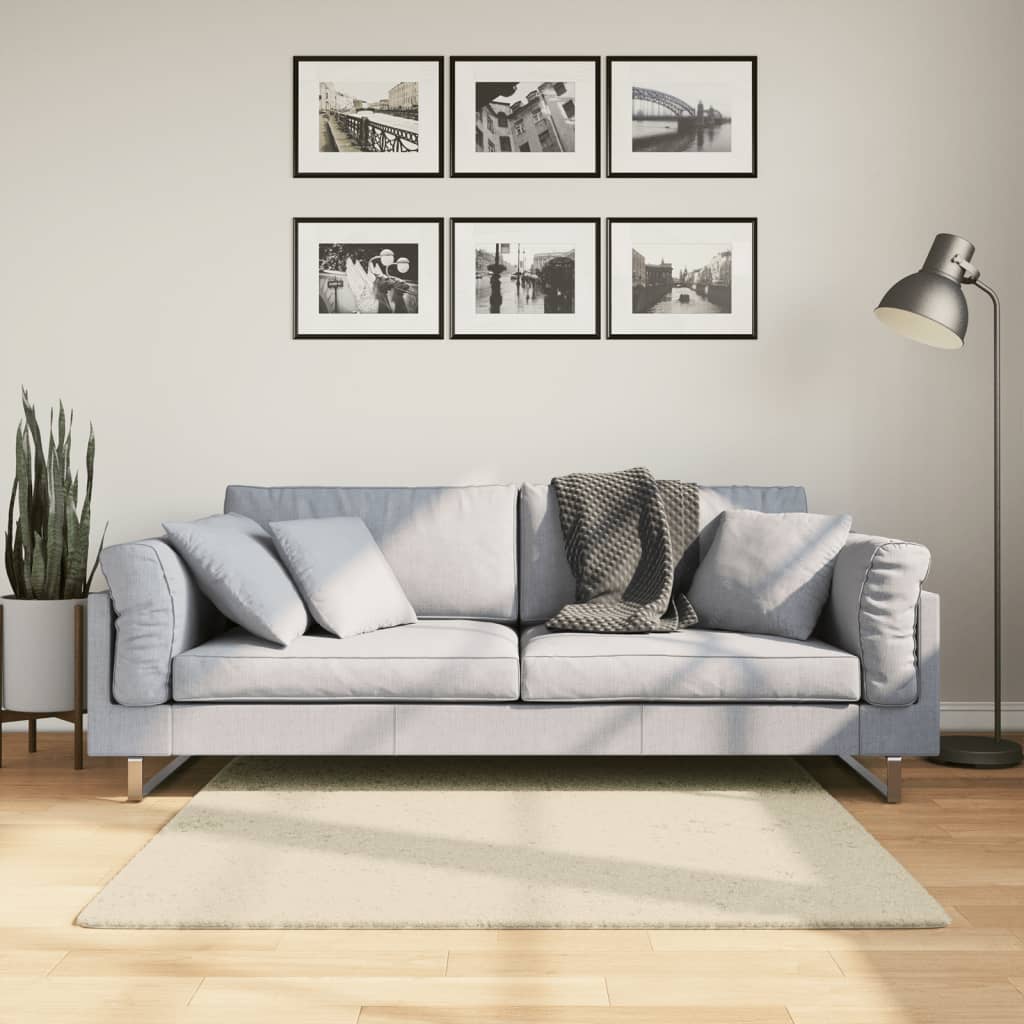 vidaXL Rug HUARTE Short Pile Soft and Washable Cream 120x120 cm 1