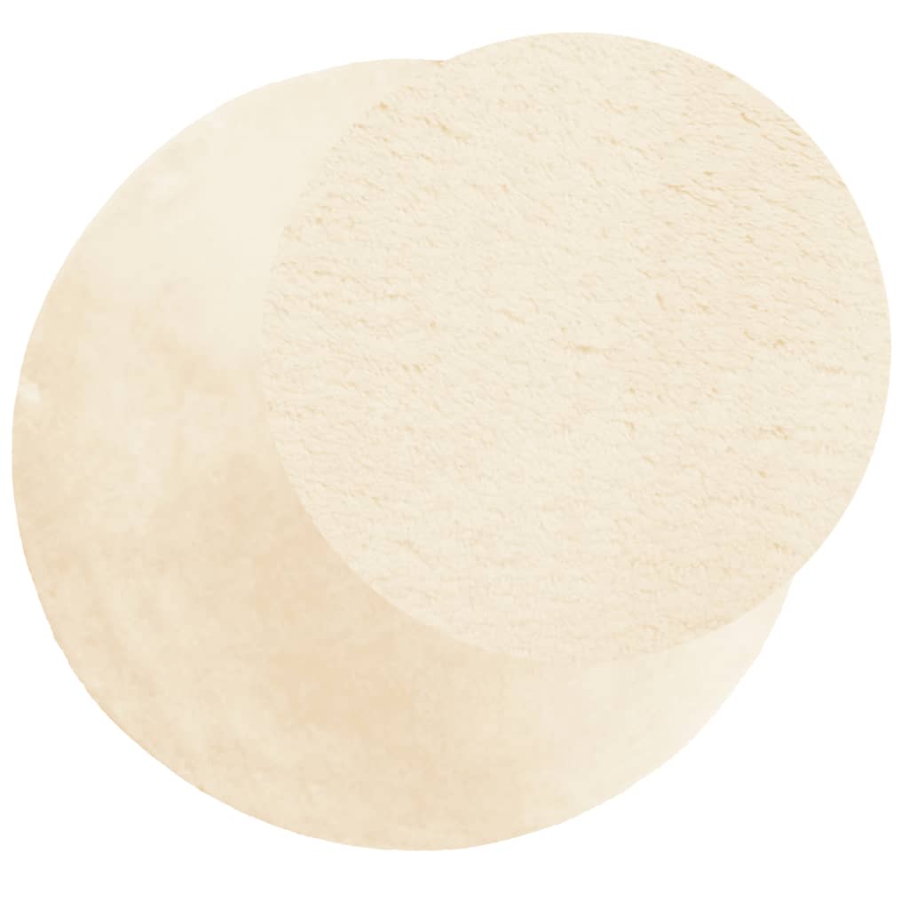 vidaXL Rug HUARTE Short Pile Soft and Washable Cream Ø 120 cm 3