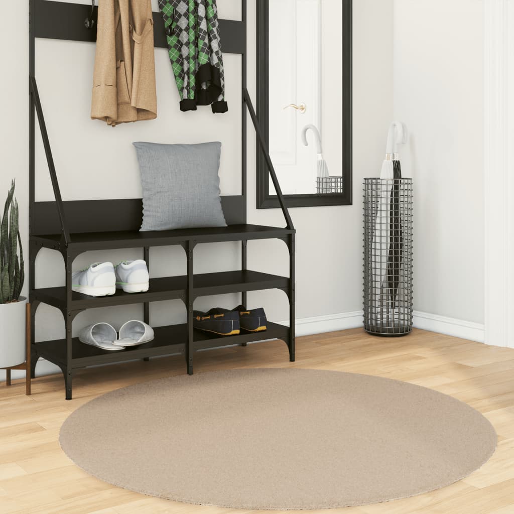 vidaXL Rug HUARTE Short Pile Soft and Washable Sand Ø 120 cm 1
