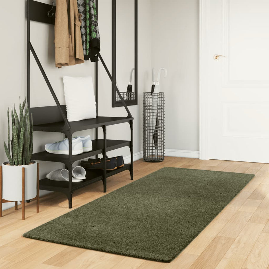 vidaXL Rug HUARTE Short Pile Soft and Washable Forest Green 80x200 cm 1