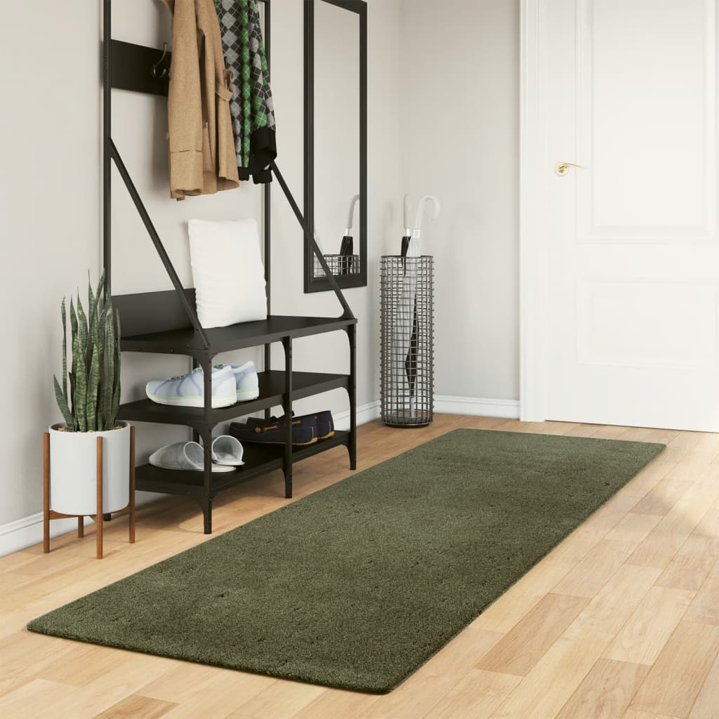 vidaXL Rug HUARTE 100% Polyester Flat Green