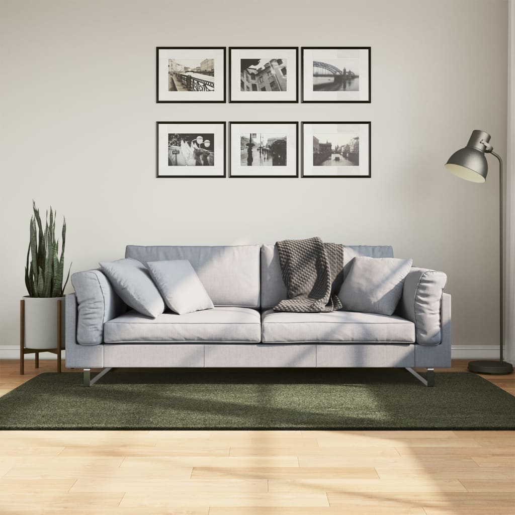 vidaXL Rug HUARTE 100% Polyester Flat Green