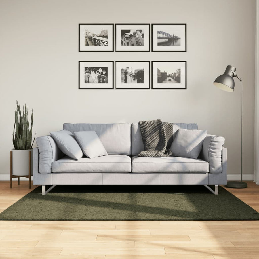 vidaXL Rug HUARTE Short Pile Soft and Washable Forest Green 120x170 cm 1