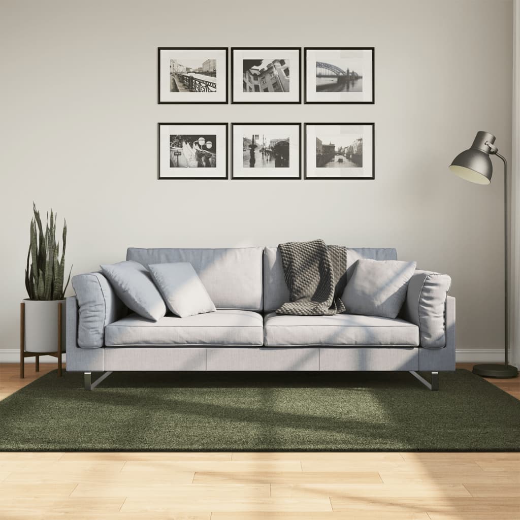 vidaXL Rug HUARTE 100% Polyester Flat Green