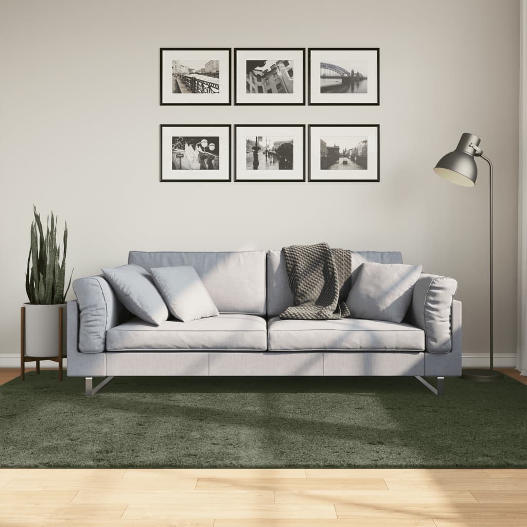 vidaXL Rug HUARTE 100% Polyester Flat Green