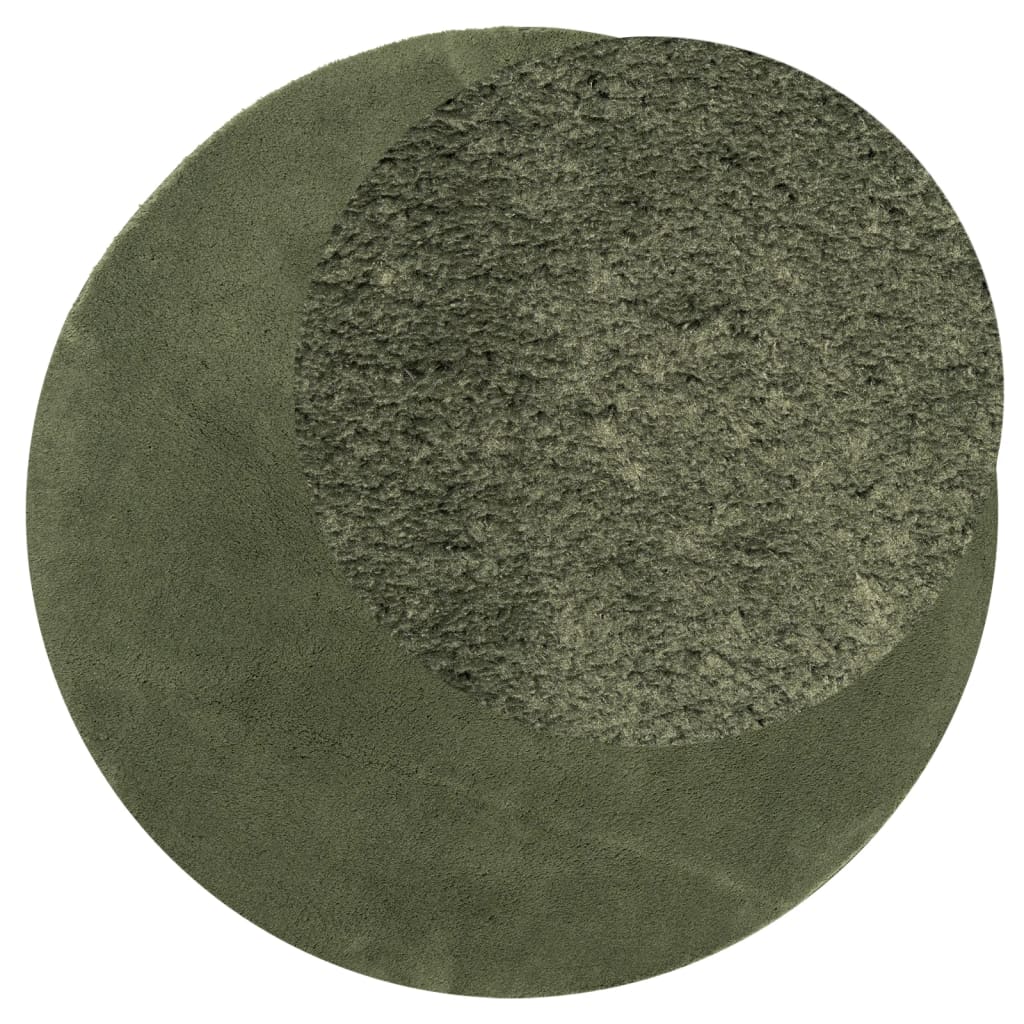 vidaXL Rug HUARTE Short Pile Soft and Washable Forest Green Ø 100 cm 3