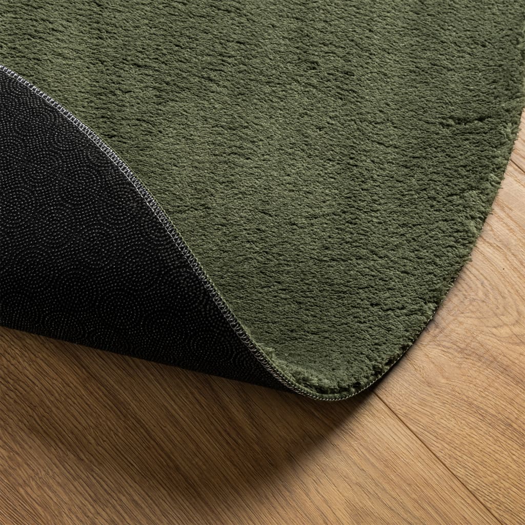 vidaXL Rug HUARTE Short Pile Soft and Washable Forest Green Ø 100 cm 5