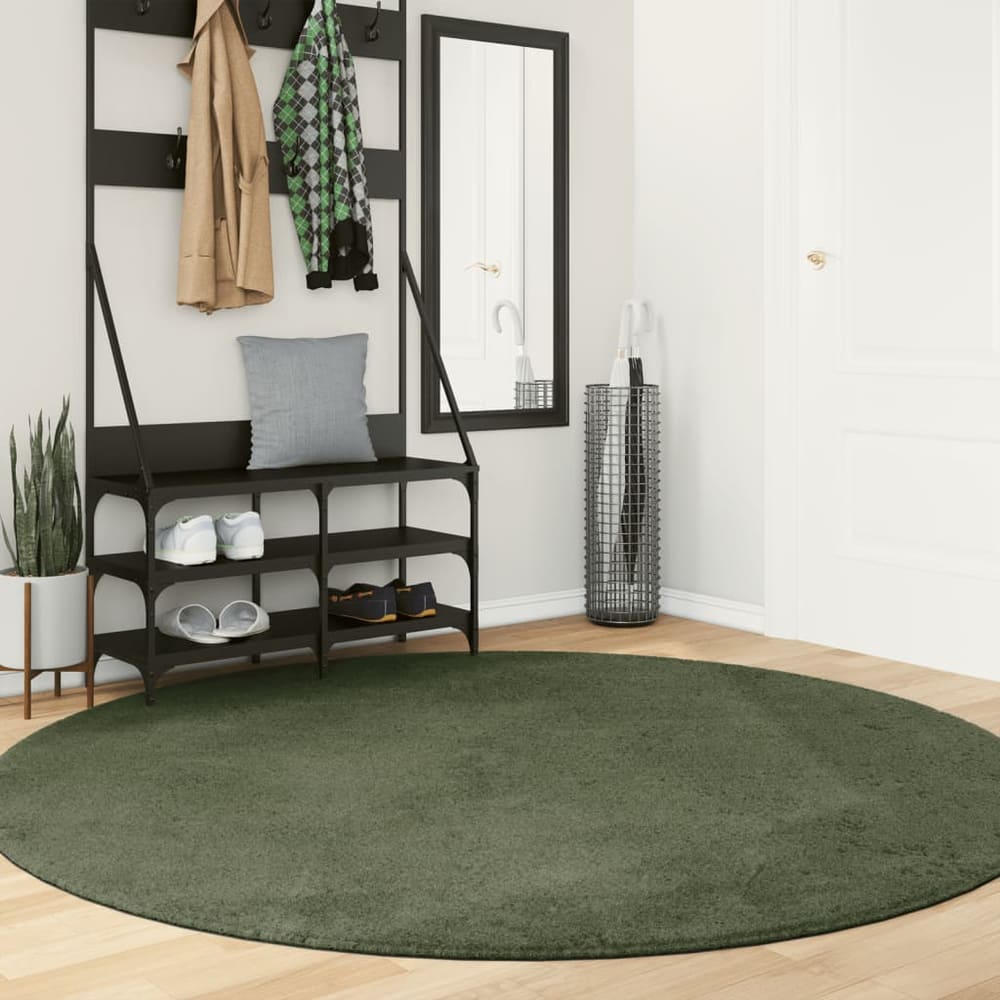 Rug HUARTE 100% Polyester Flat Green Ø 200 cm