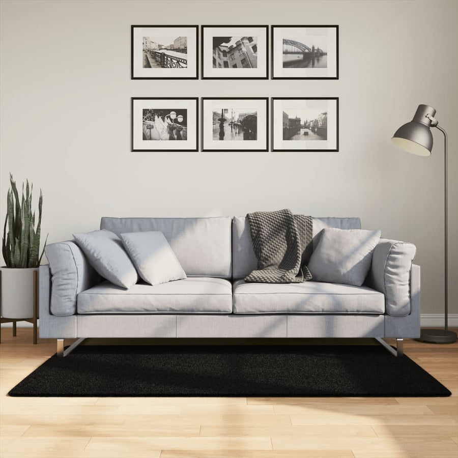vidaXL Rug HUARTE Short Pile Soft and Washable Black 80x150 cm 1