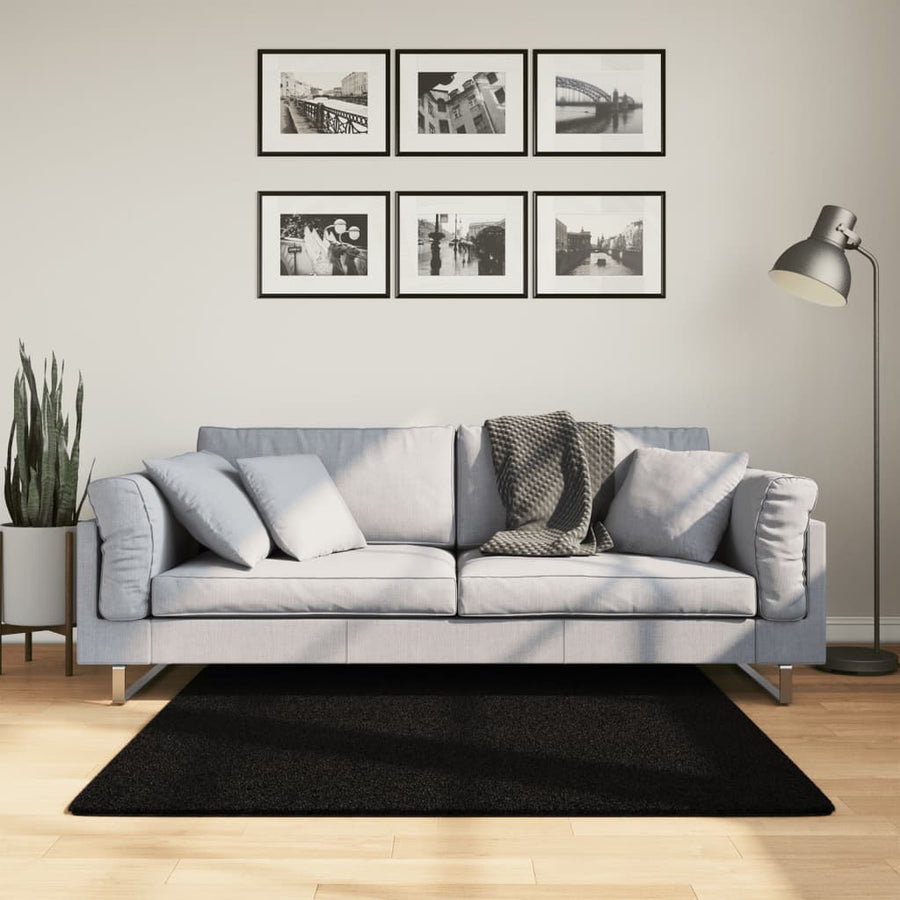 vidaXL Rug HUARTE Short Pile Soft and Washable Black 120x120 cm 1