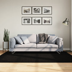 vidaXL Rug HUARTE Short Pile Soft and Washable Black 140x200 cm 1