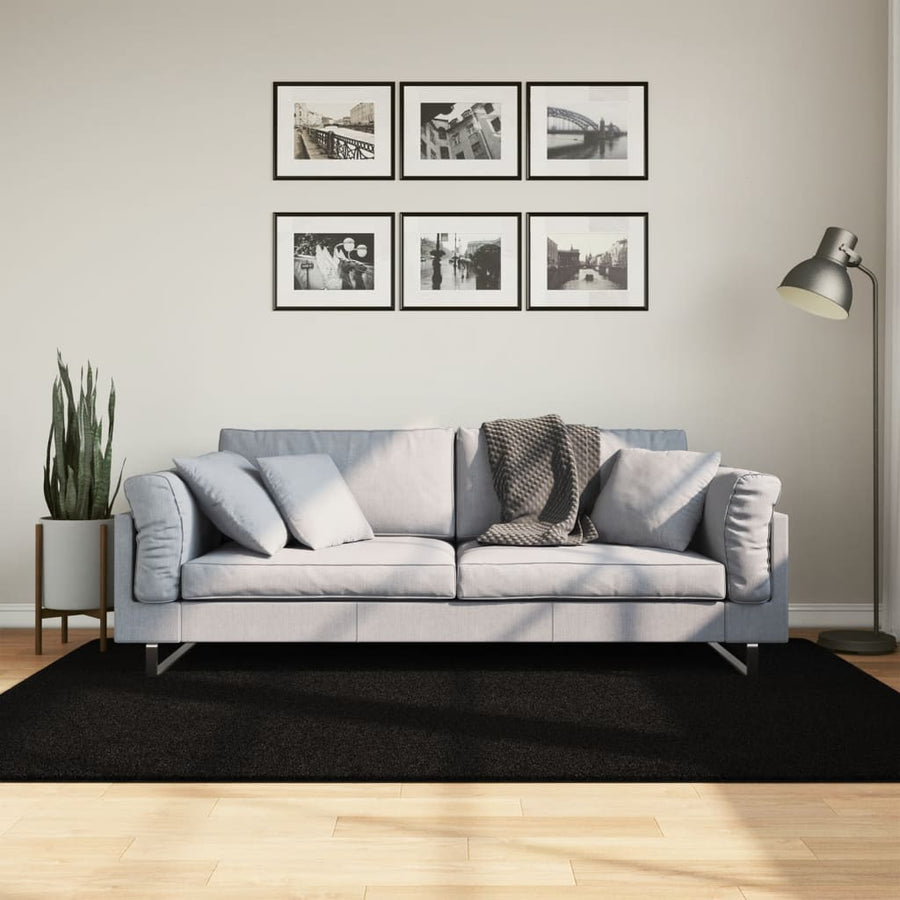 vidaXL Rug HUARTE Short Pile Soft and Washable Black 140x200 cm 1