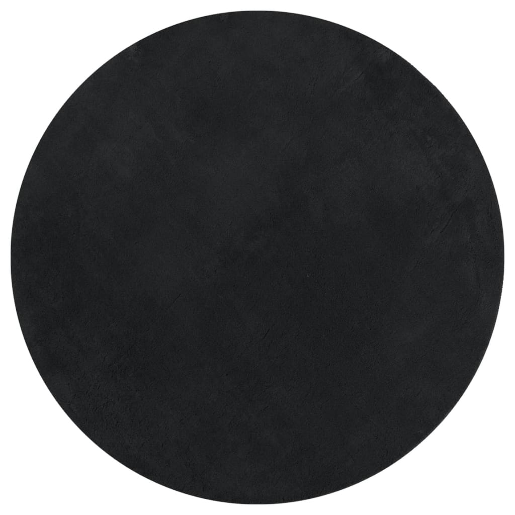 Rug HUARTE Short Pile Soft and Washable Black Ø 100–Ø 200 cm Ø 100 cm