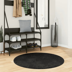 Rug HUARTE Short Pile Soft and Washable Black Ø 100–Ø 200 cm Ø 100 cm