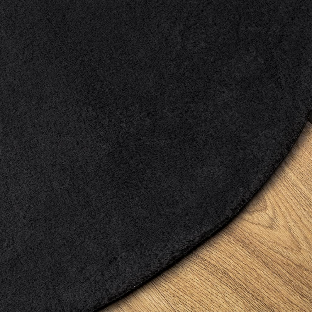 vidaXL Rug HUARTE Short Pile Soft and Washable Black Ø 120 cm 4