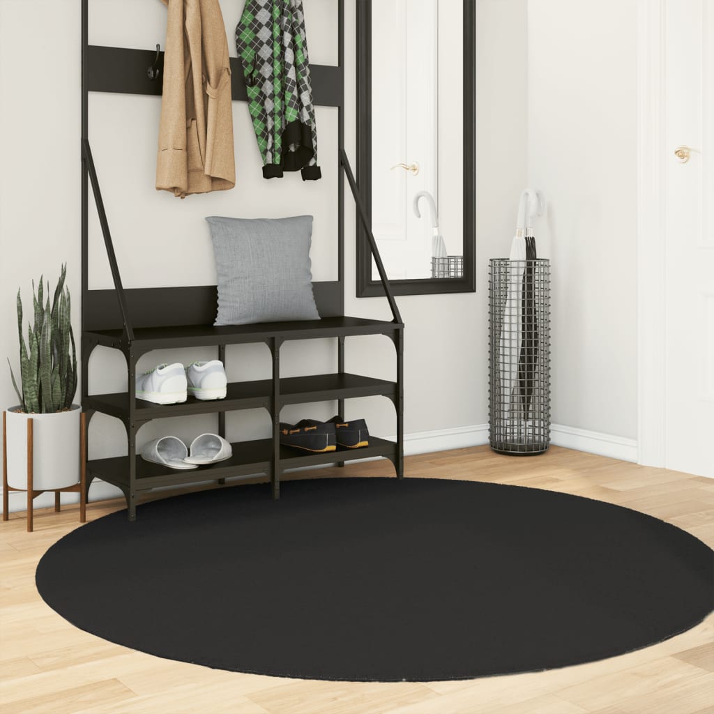 vidaXL Rug HUARTE Short Pile Soft and Washable Black Ø 160 cm 1