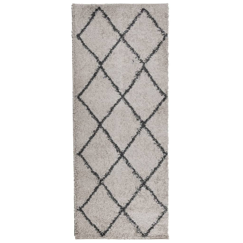 Shaggy Rug High Pile Modern Beige and Anthracite 80x200 cm