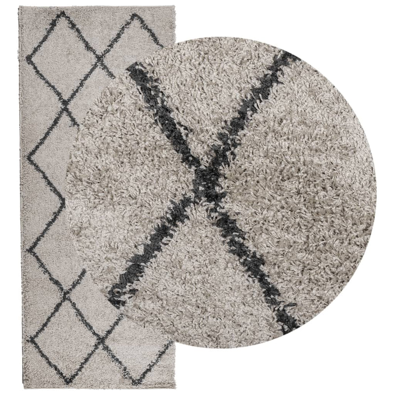 Shaggy Rug High Pile Modern Beige and Anthracite 80x200 cm