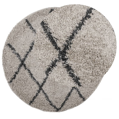 Shaggy Rug High Pile Modern Beige and Anthracite Ø 280 cm