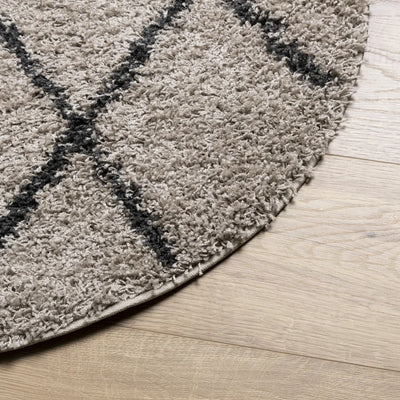 Shaggy Rug High Pile Modern Beige and Anthracite Ø 280 cm