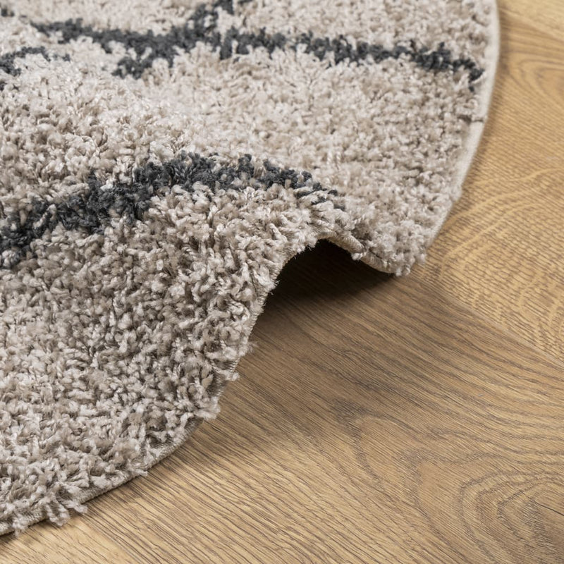 Shaggy Rug High Pile Modern Beige and Anthracite Ø 280 cm