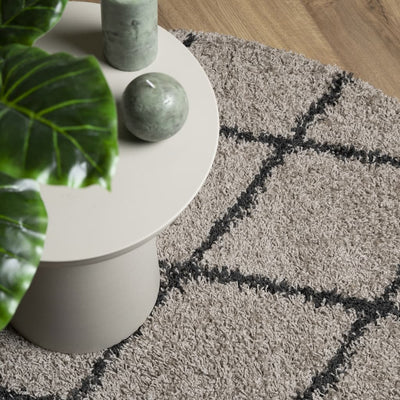 Shaggy Rug High Pile Modern Beige and Anthracite Ø 280 cm