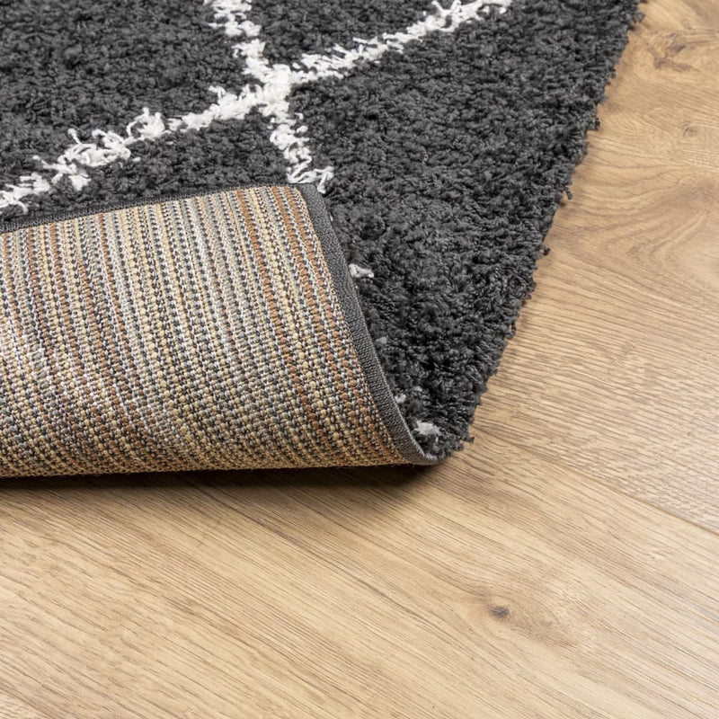 Shaggy Rug High Pile Modern Black and Cream 160x230 cm