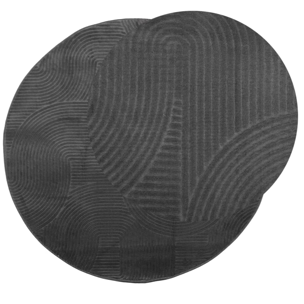 vidaXL Rug IZA Short Pile Scandinavian Look Anthracite Ø 100 cm 3
