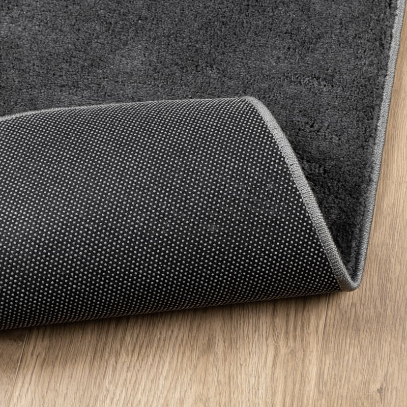 Rug OVIEDO Short Pile Anthracite 160x160 cm