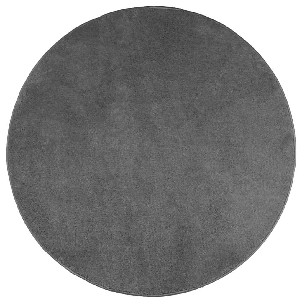 vidaXL Rug OVIEDO Short Pile Anthracite Ø 120 cm 2