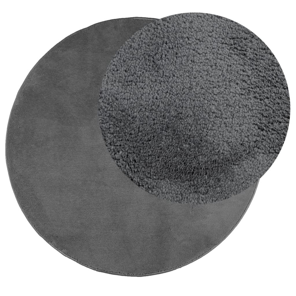vidaXL Rug OVIEDO Short Pile Anthracite Ø 120 cm 3