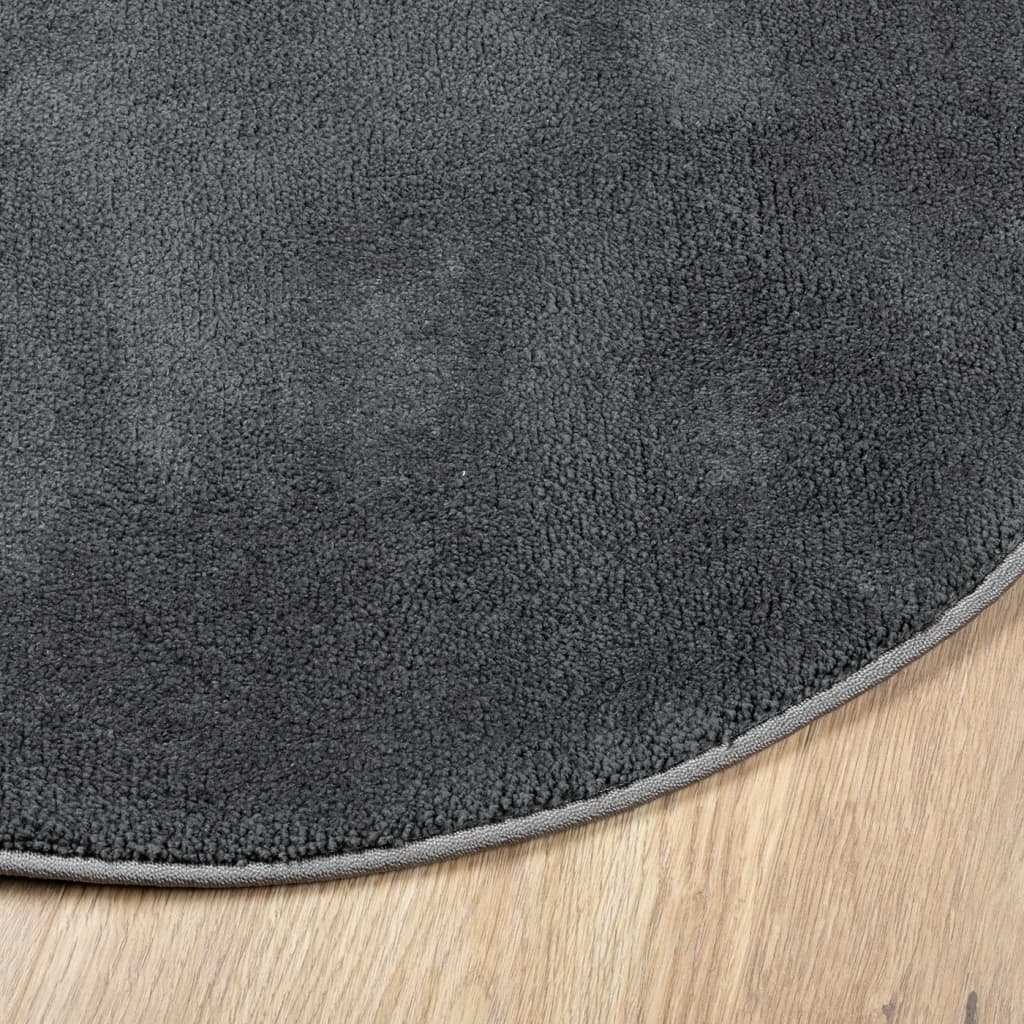 vidaXL Rug OVIEDO Short Pile Anthracite Ø 120 cm 4