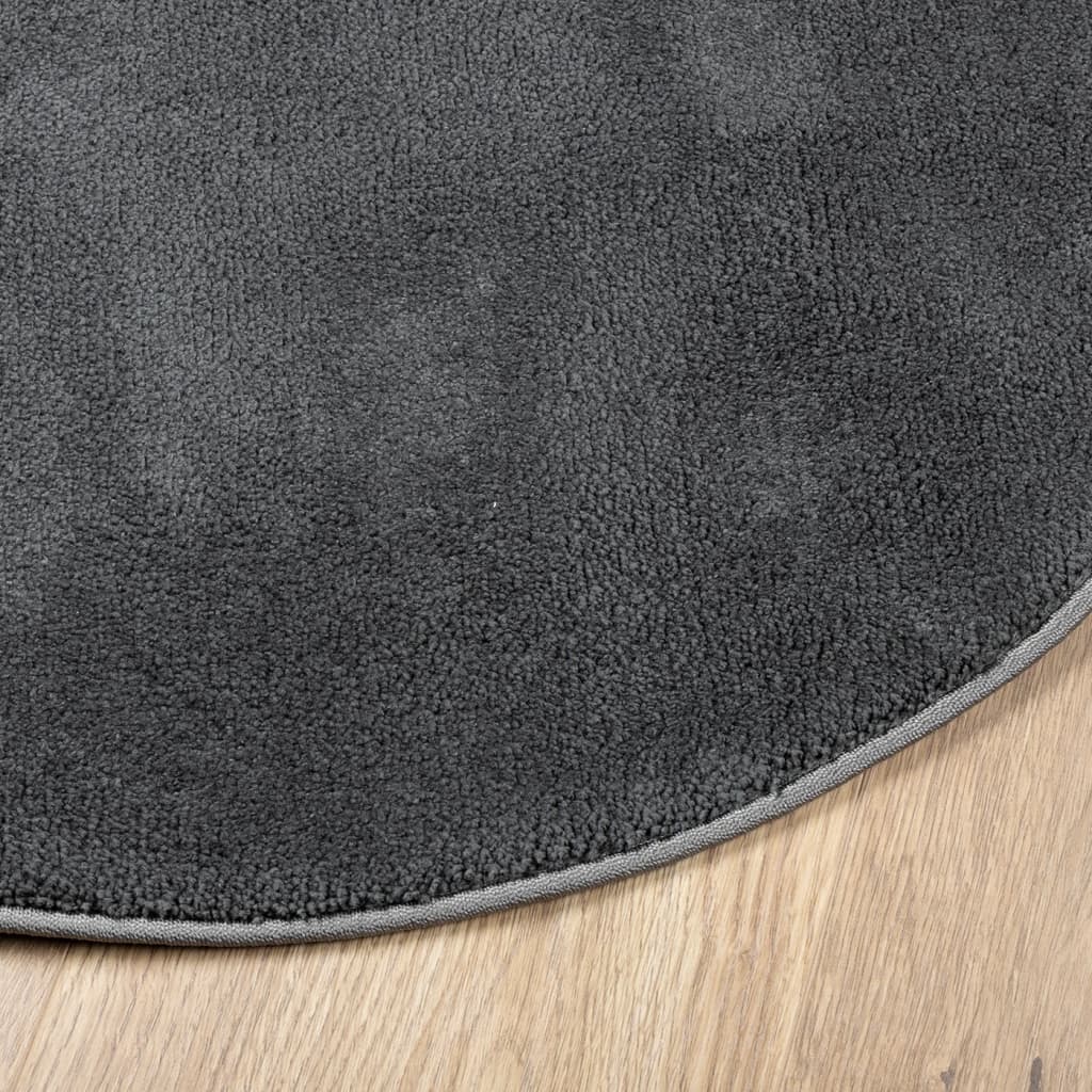 vidaXL Rug OVIEDO Short Pile Anthracite Ø 160 cm 4
