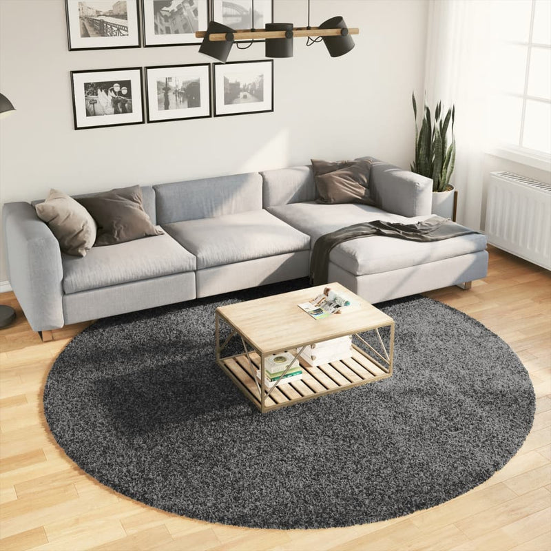 Rug OVIEDO Short Pile Anthracite Ø 240 cm