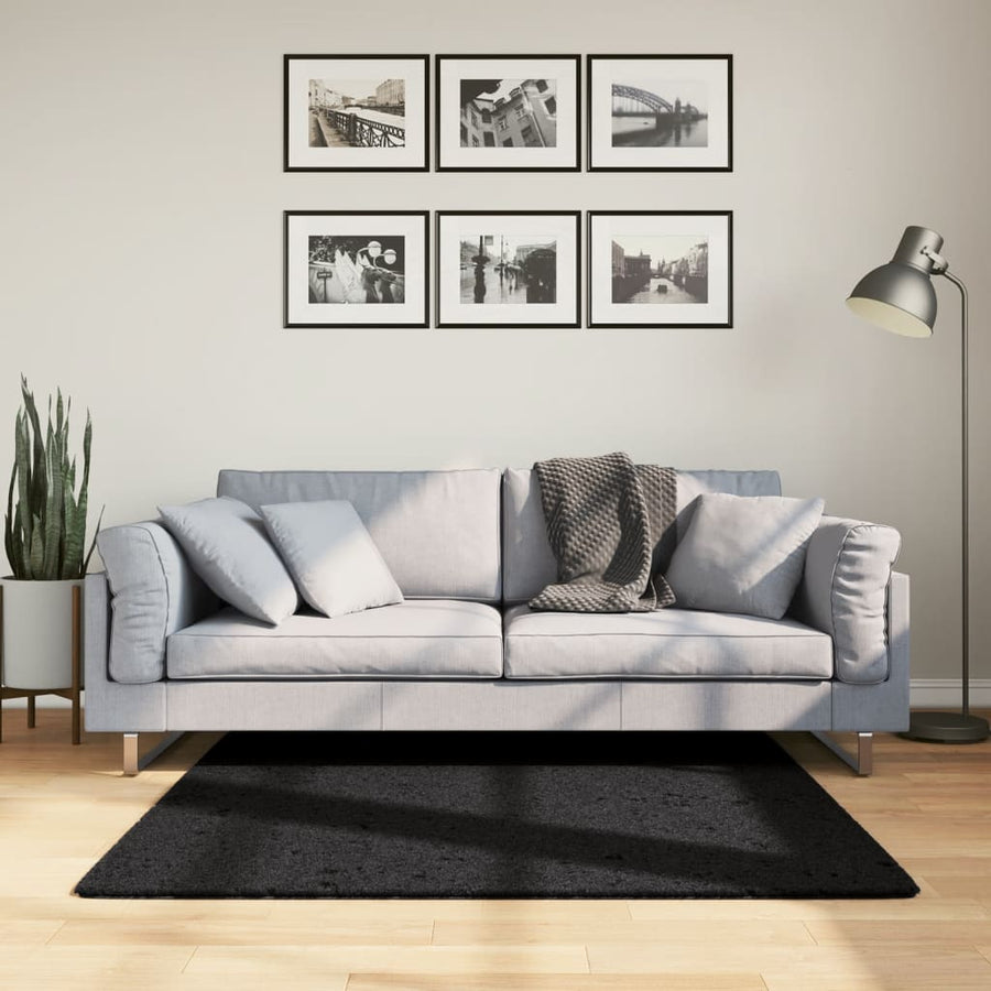 vidaXL Rug OVIEDO Short Pile Black 120x120 cm 1