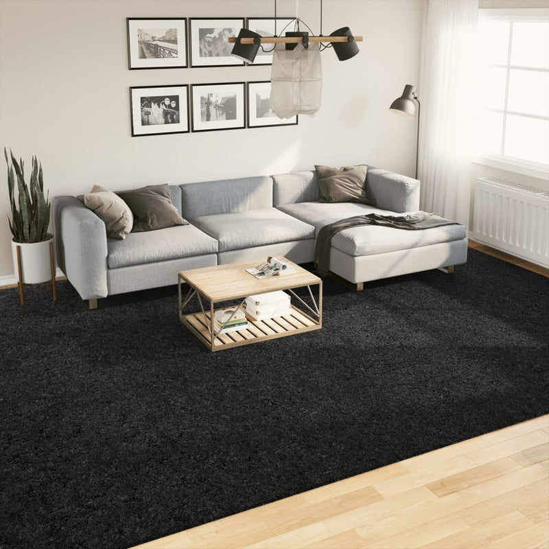 Rug OVIEDO Short Pile Black 300x400 cm